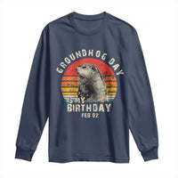 Groundhog Day Is My Birthday Long Sleeve Shirt Funny Woodchuck Retro Vintage
