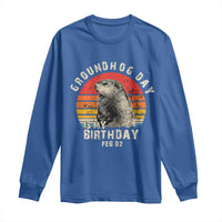 Groundhog Day Is My Birthday Long Sleeve Shirt Funny Woodchuck Retro Vintage