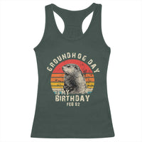 Groundhog Day Is My Birthday Racerback Tank Top Funny Woodchuck Retro Vintage