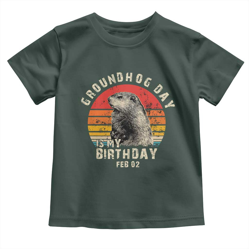 Groundhog Day Is My Birthday Toddler T Shirt Funny Woodchuck Retro Vintage