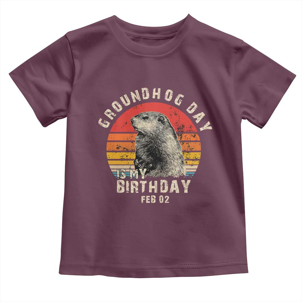 Groundhog Day Is My Birthday Toddler T Shirt Funny Woodchuck Retro Vintage