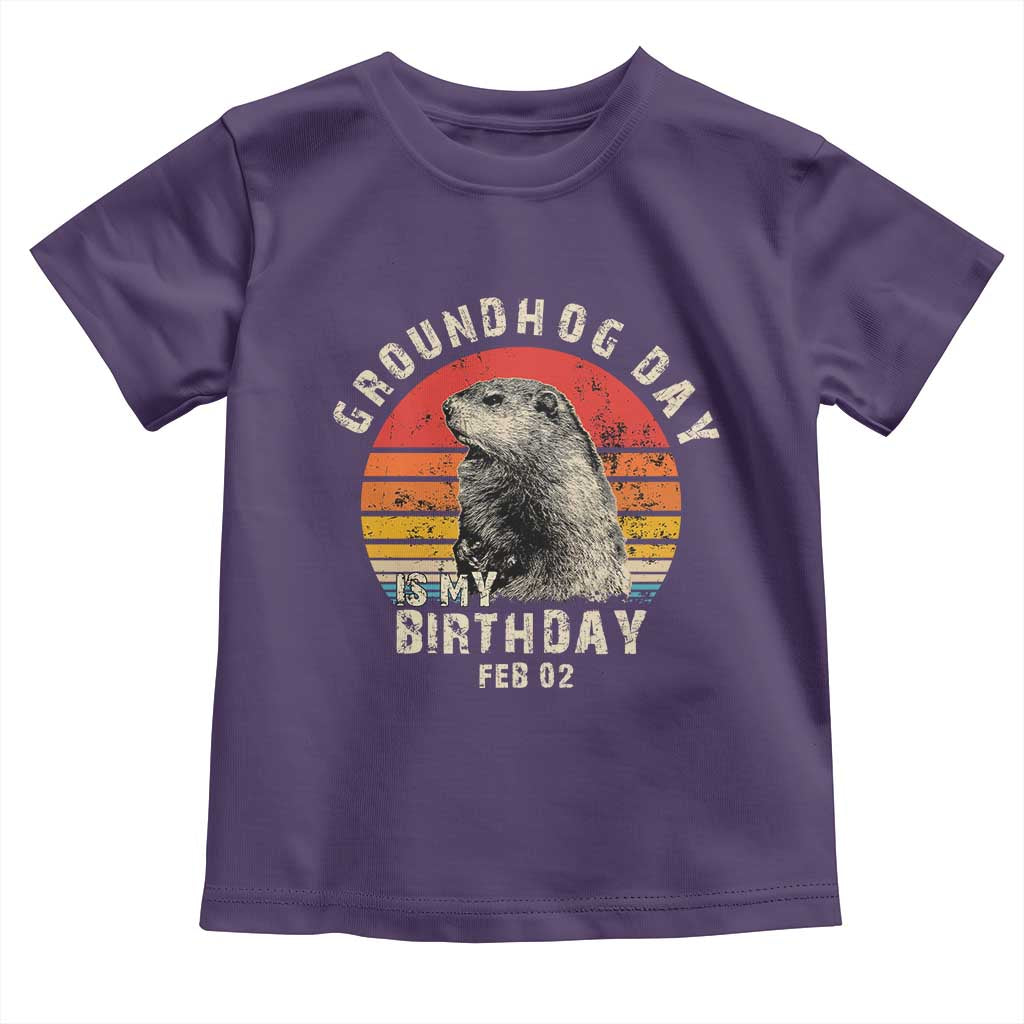 Groundhog Day Is My Birthday Toddler T Shirt Funny Woodchuck Retro Vintage