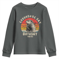 Groundhog Day Is My Birthday Youth Sweatshirt Funny Woodchuck Retro Vintage