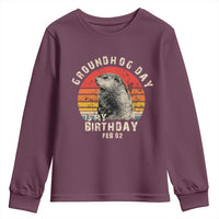 Groundhog Day Is My Birthday Youth Sweatshirt Funny Woodchuck Retro Vintage