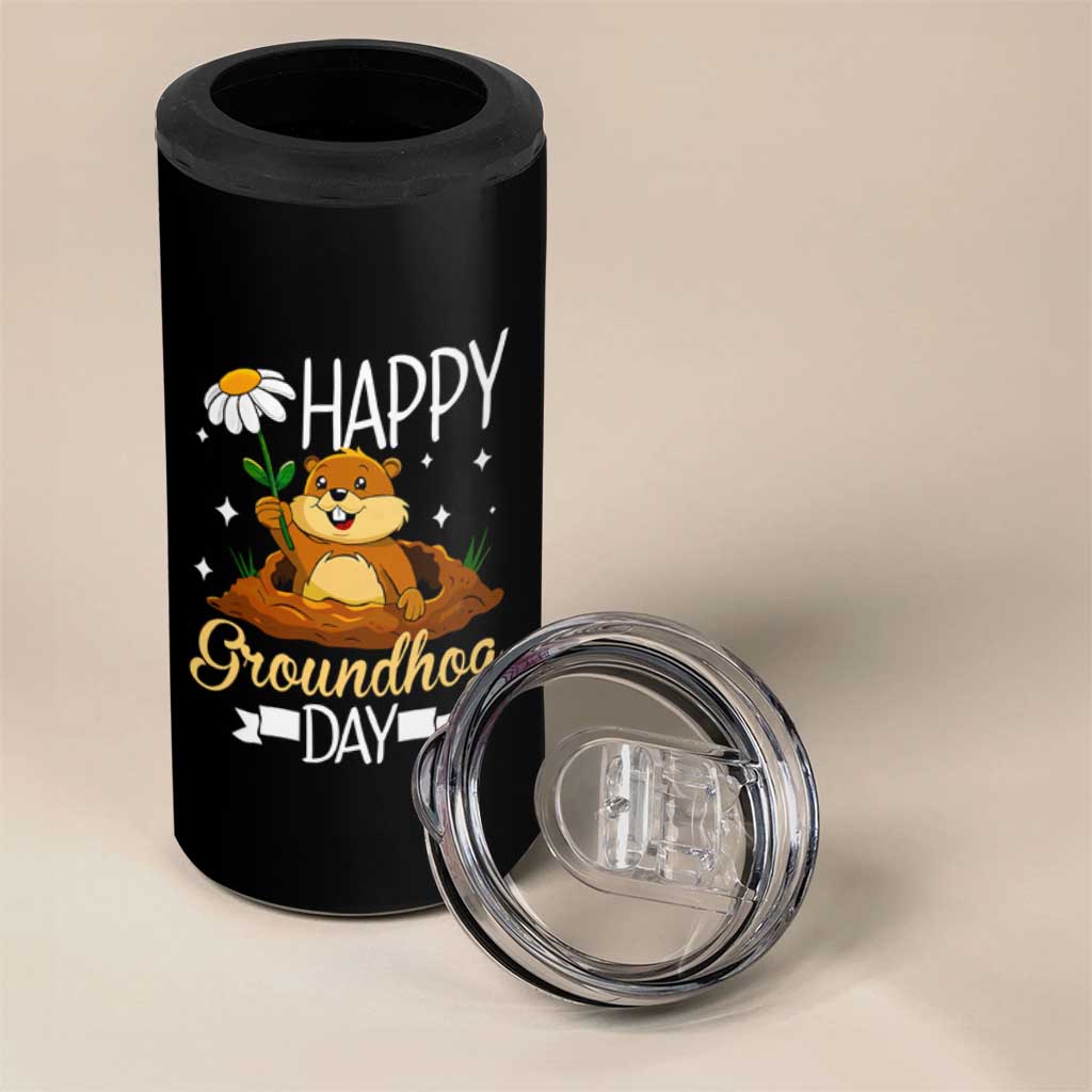 Happy Groundhog Day 4 in 1 Can Cooler Tumbler Punxsutawney Phil Groundhog Lover