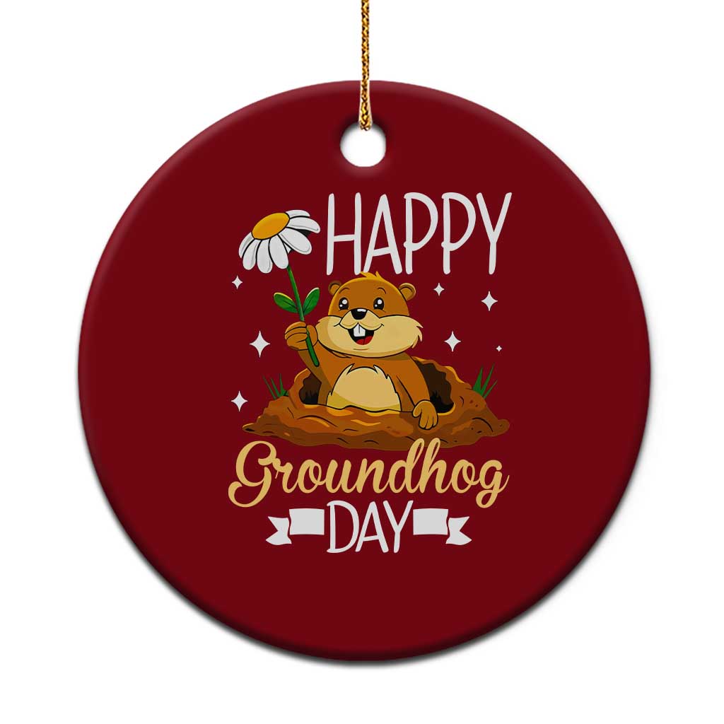 Happy Groundhog Day Ceramic Ornament Punxsutawney Phil Groundhog Lover - Wonder Print Shop
