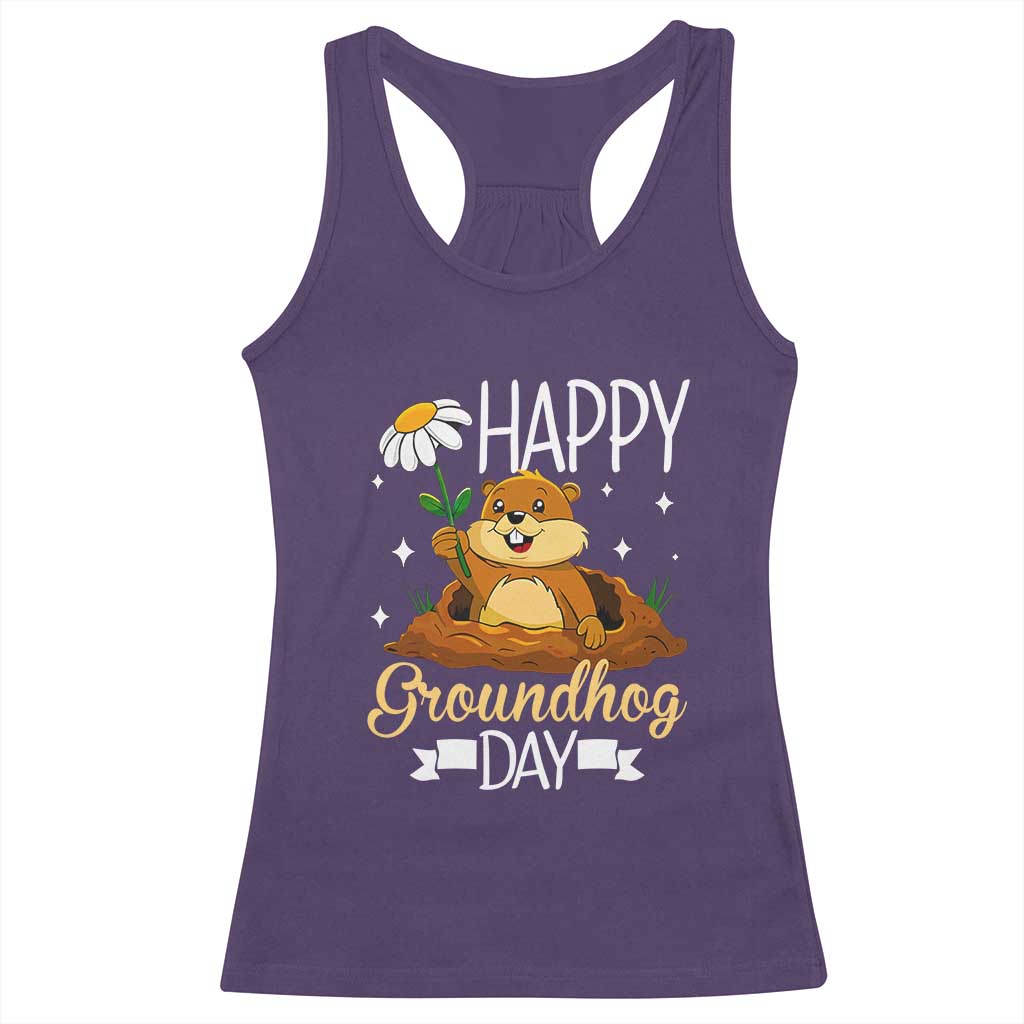 Happy Groundhog Day Racerback Tank Top Punxsutawney Phil Groundhog Lover
