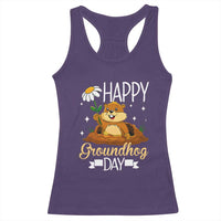 Happy Groundhog Day Racerback Tank Top Punxsutawney Phil Groundhog Lover