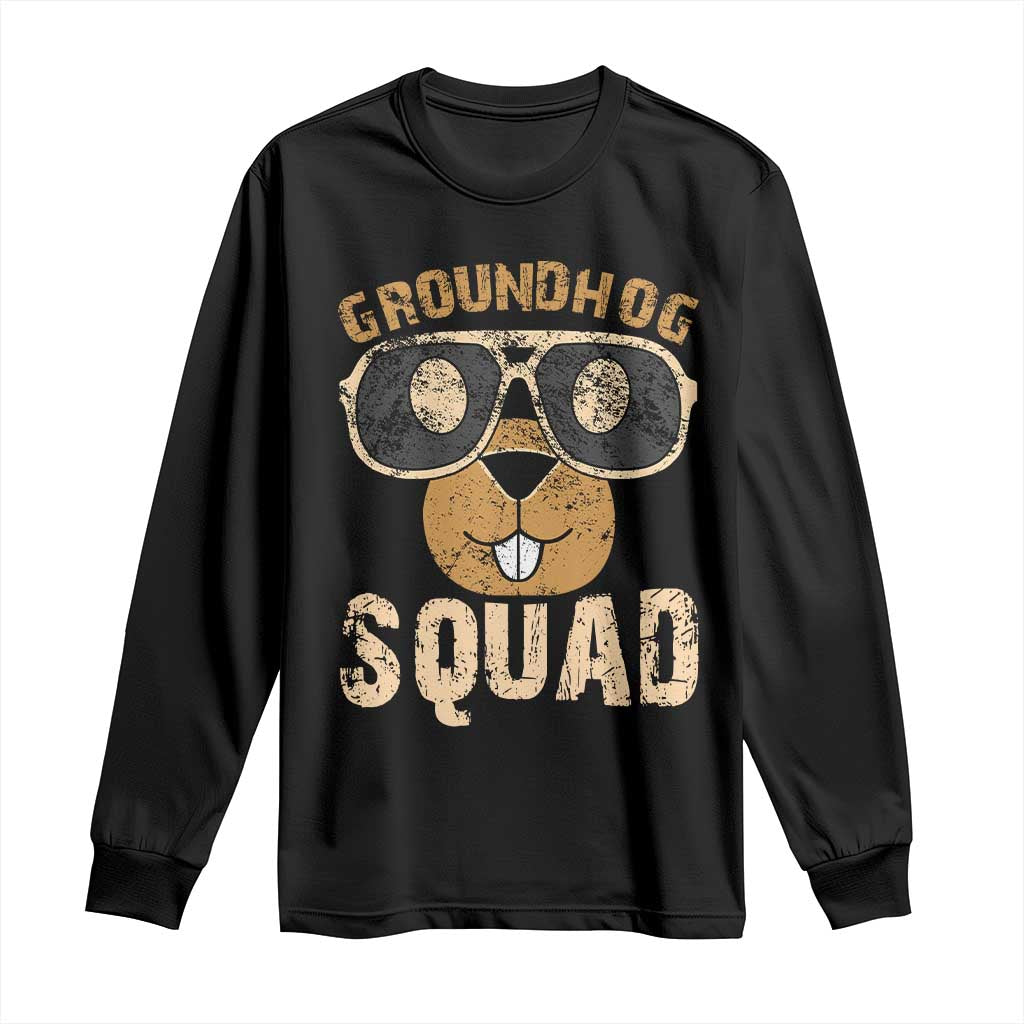 Groundhog Squad Long Sleeve Shirt Cute Woodchuck Happy Groundhog Day