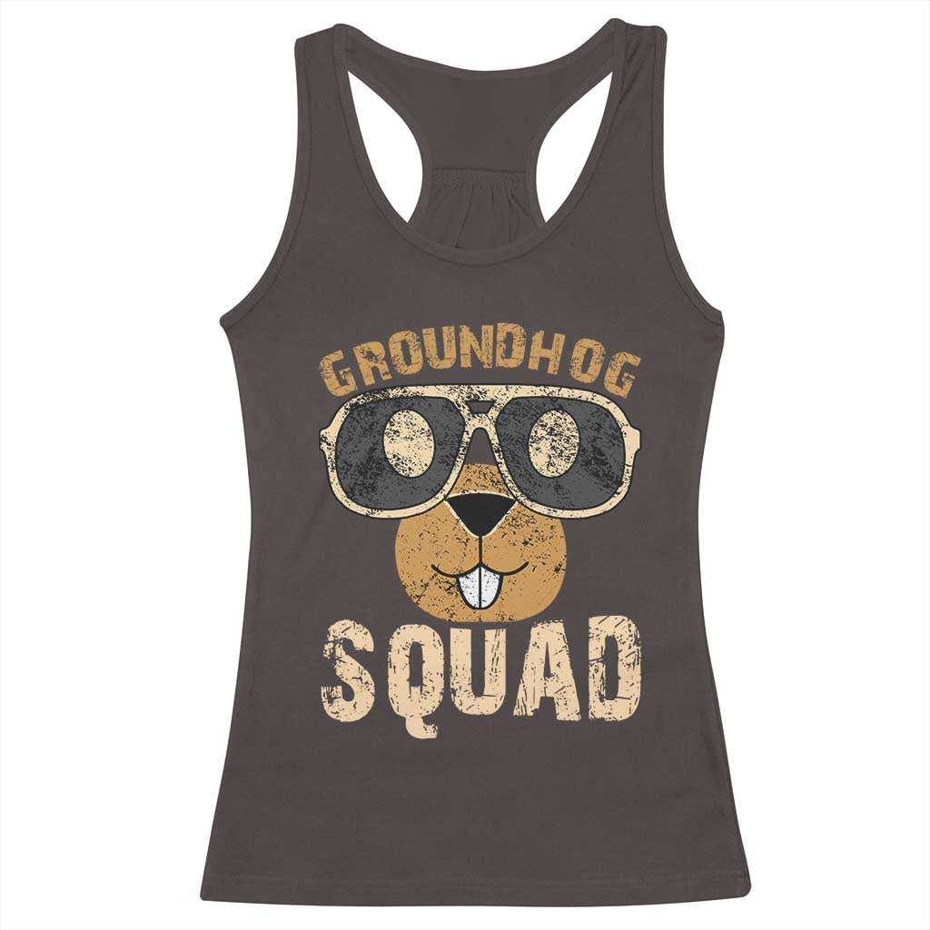 Groundhog Squad Racerback Tank Top Cute Woodchuck Happy Groundhog Day