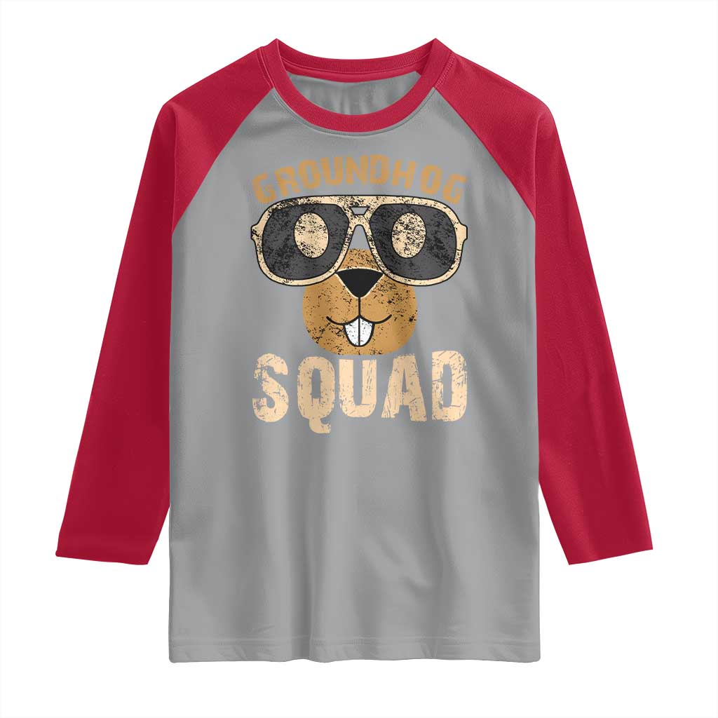 Groundhog Squad Raglan Shirt Cute Woodchuck Happy Groundhog Day
