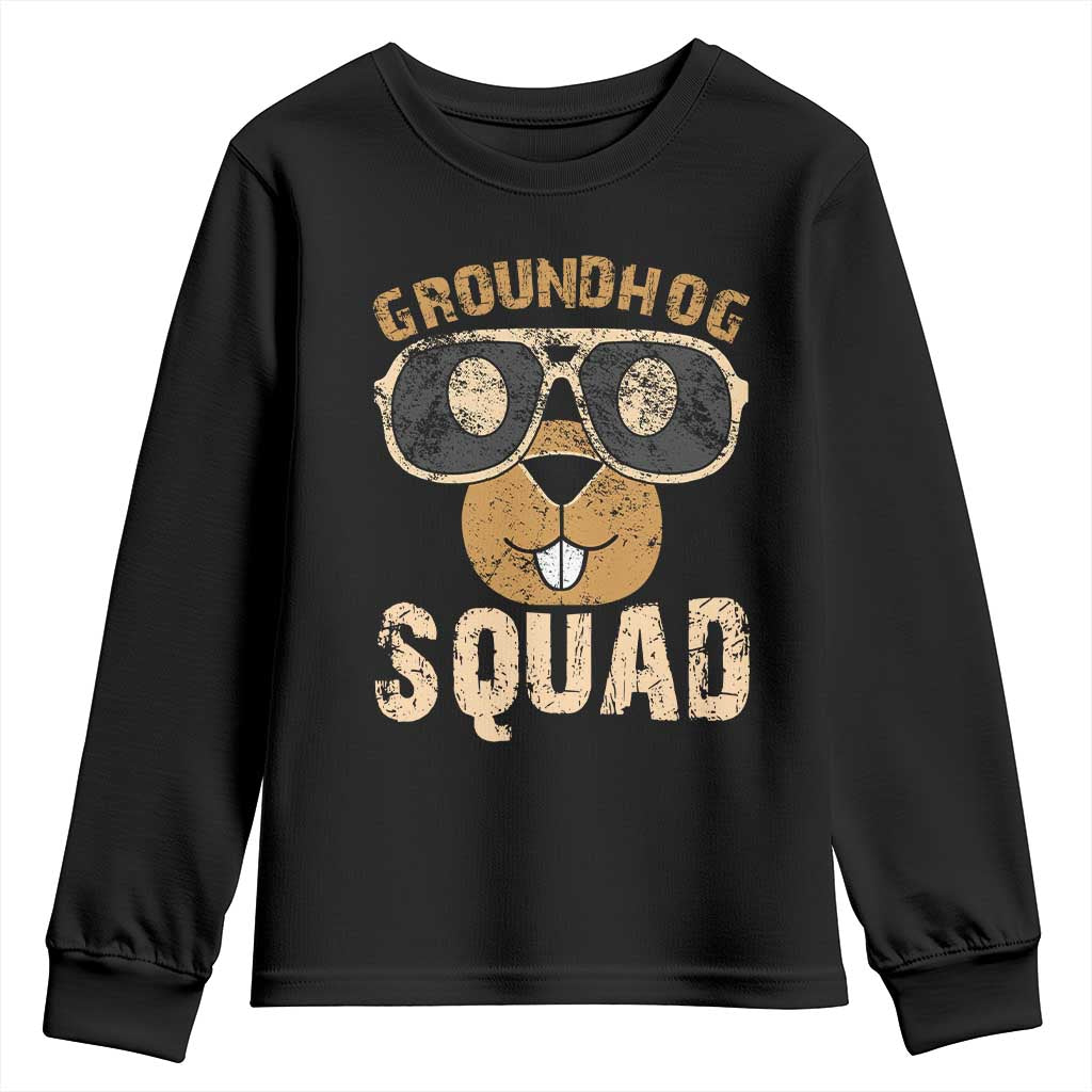 Groundhog Squad Youth Sweatshirt Cute Woodchuck Happy Groundhog Day