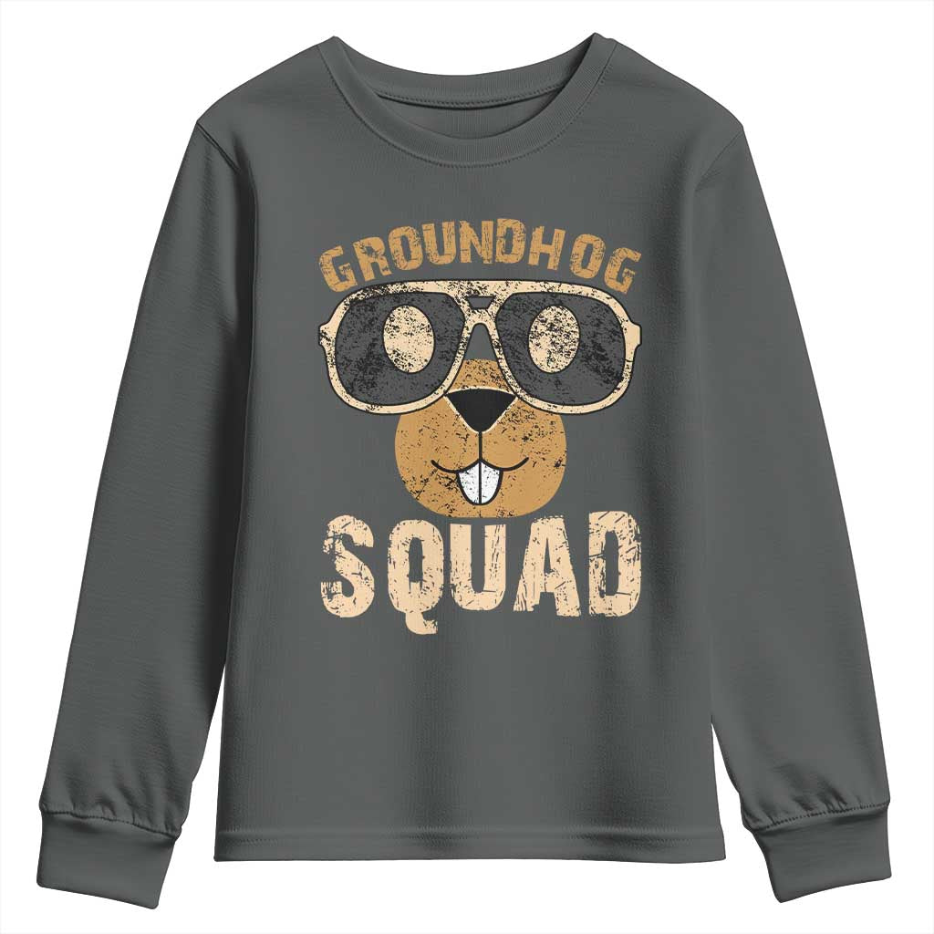 Groundhog Squad Youth Sweatshirt Cute Woodchuck Happy Groundhog Day