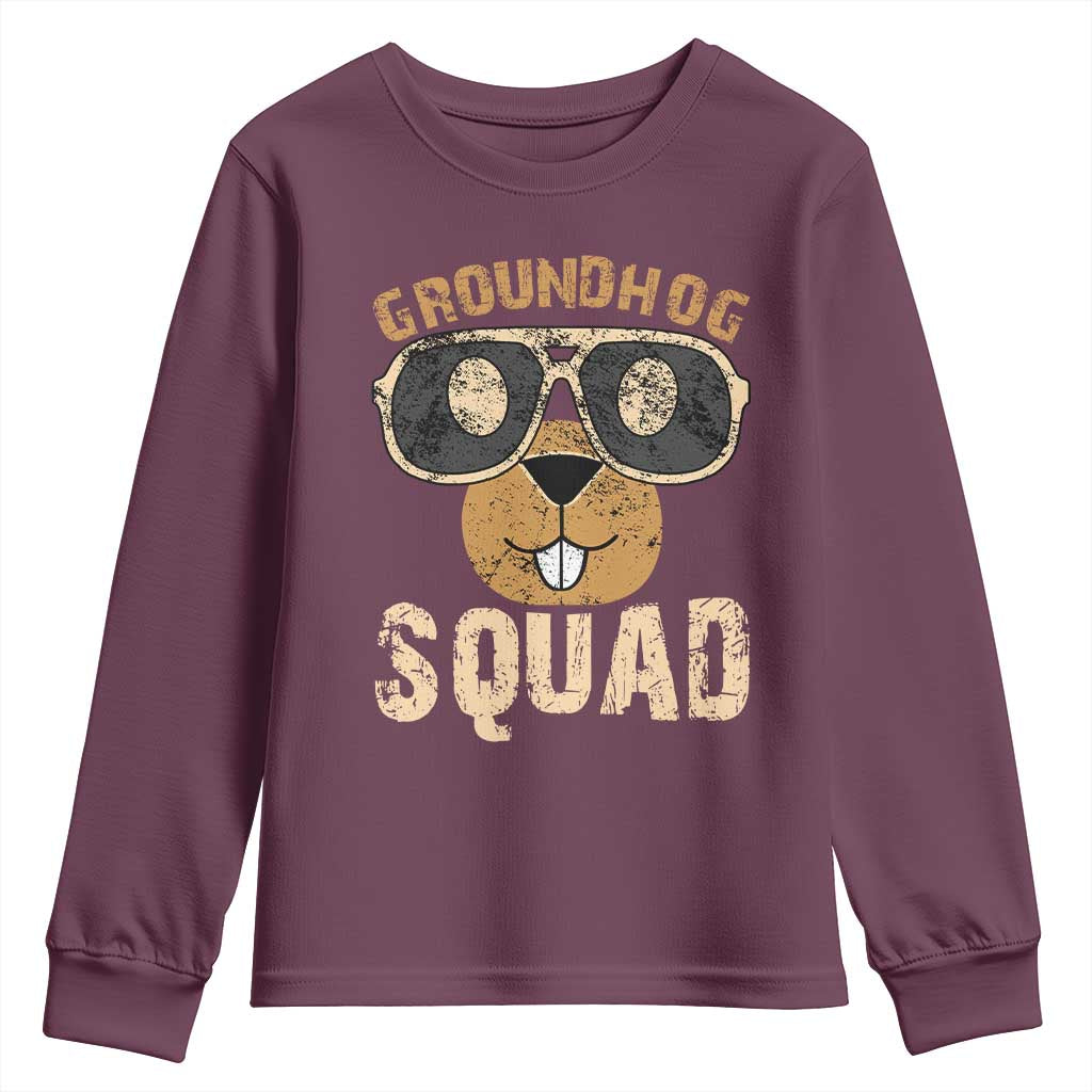 Groundhog Squad Youth Sweatshirt Cute Woodchuck Happy Groundhog Day