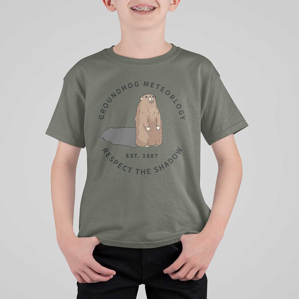 Groundhog Meteorology T Shirt For Kid Respect The Shadow Est 1887 Funny Woodchuck