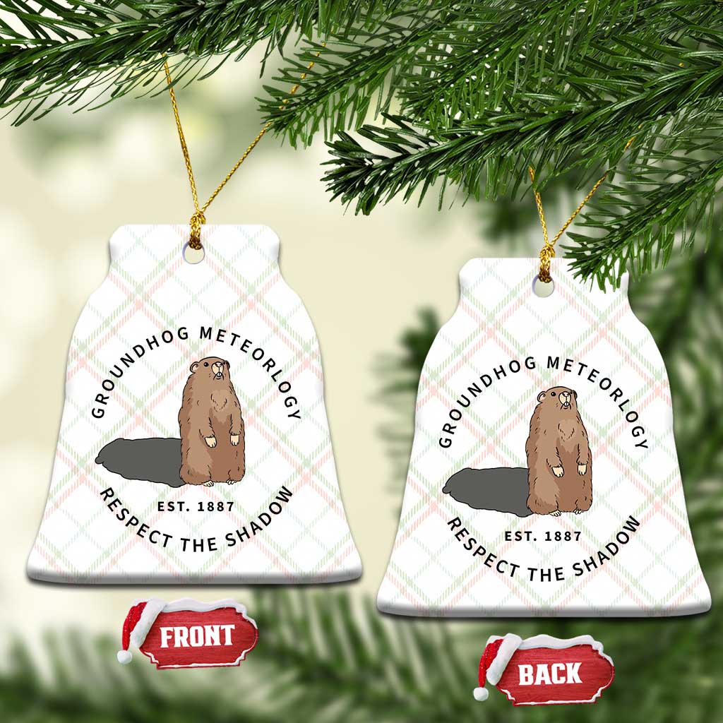 Groundhog Meteorology Ceramic Ornament Respect The Shadow Est 1887 Funny Woodchuck - Wonder Print Shop