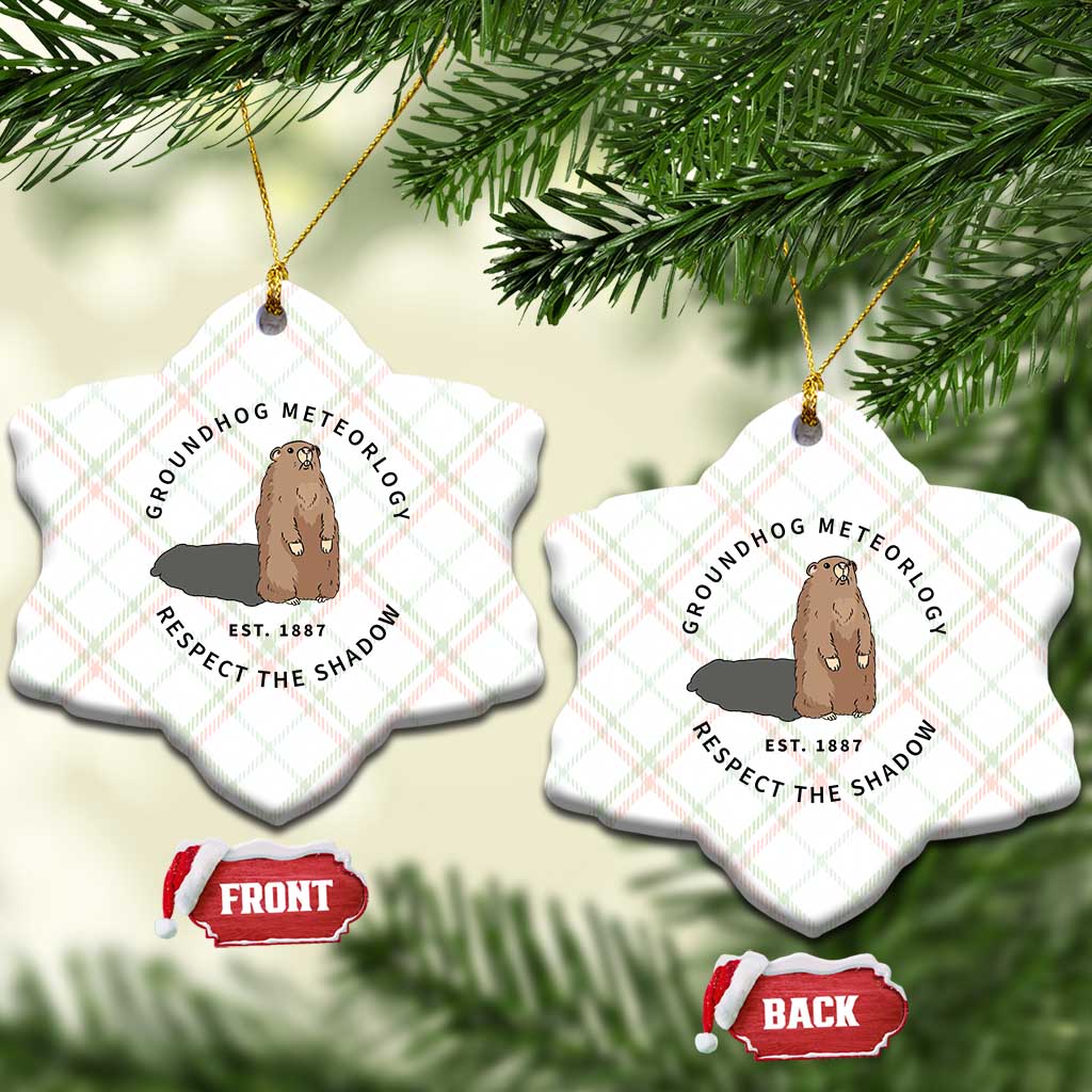 Groundhog Meteorology Ceramic Ornament Respect The Shadow Est 1887 Funny Woodchuck - Wonder Print Shop