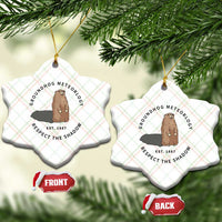 Groundhog Meteorology Ceramic Ornament Respect The Shadow Est 1887 Funny Woodchuck - Wonder Print Shop
