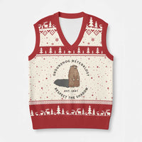 Groundhog Meteorology V-Neck Knit Sweater Vest Respect The Shadow Est 1887 Funny Woodchuck - Wonder Print Shop