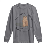 Groundhog Meteorology Long Sleeve Shirt Respect The Shadow Est 1887 Funny Woodchuck
