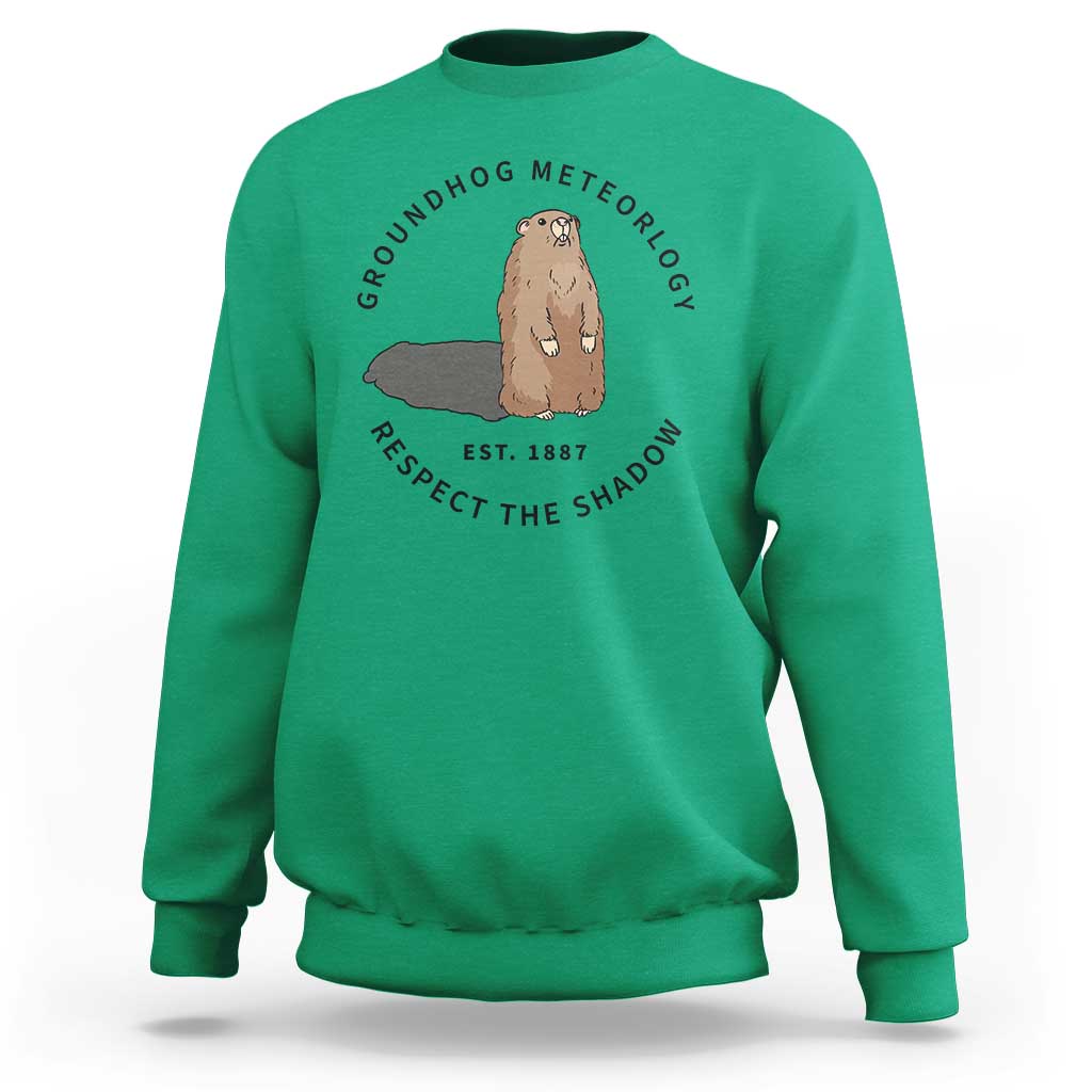 Groundhog Meteorology Sweatshirt Respect The Shadow Est 1887 Funny Woodchuck