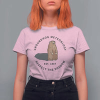 Groundhog Meteorology T Shirt For Women Respect The Shadow Est 1887 Funny Woodchuck