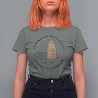 Groundhog Meteorology T Shirt For Women Respect The Shadow Est 1887 Funny Woodchuck