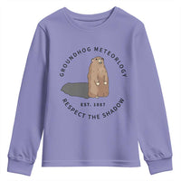 Groundhog Meteorology Youth Sweatshirt Respect The Shadow Est 1887 Funny Woodchuck