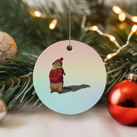 Groundhog Shadow Ceramic Ornament Funny Woodchuck Ground Hog Meteorlogy - Wonder Print Shop