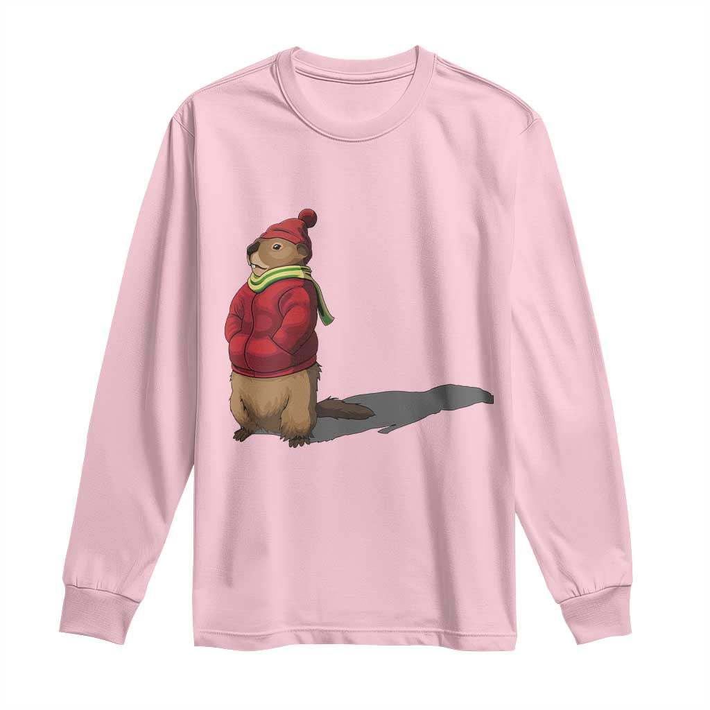 Groundhog Shadow Long Sleeve Shirt Funny Woodchuck Ground Hog Meteorlogy