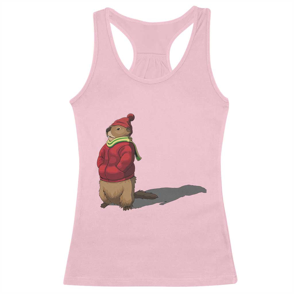 Groundhog Shadow Racerback Tank Top Funny Woodchuck Ground Hog Meteorlogy