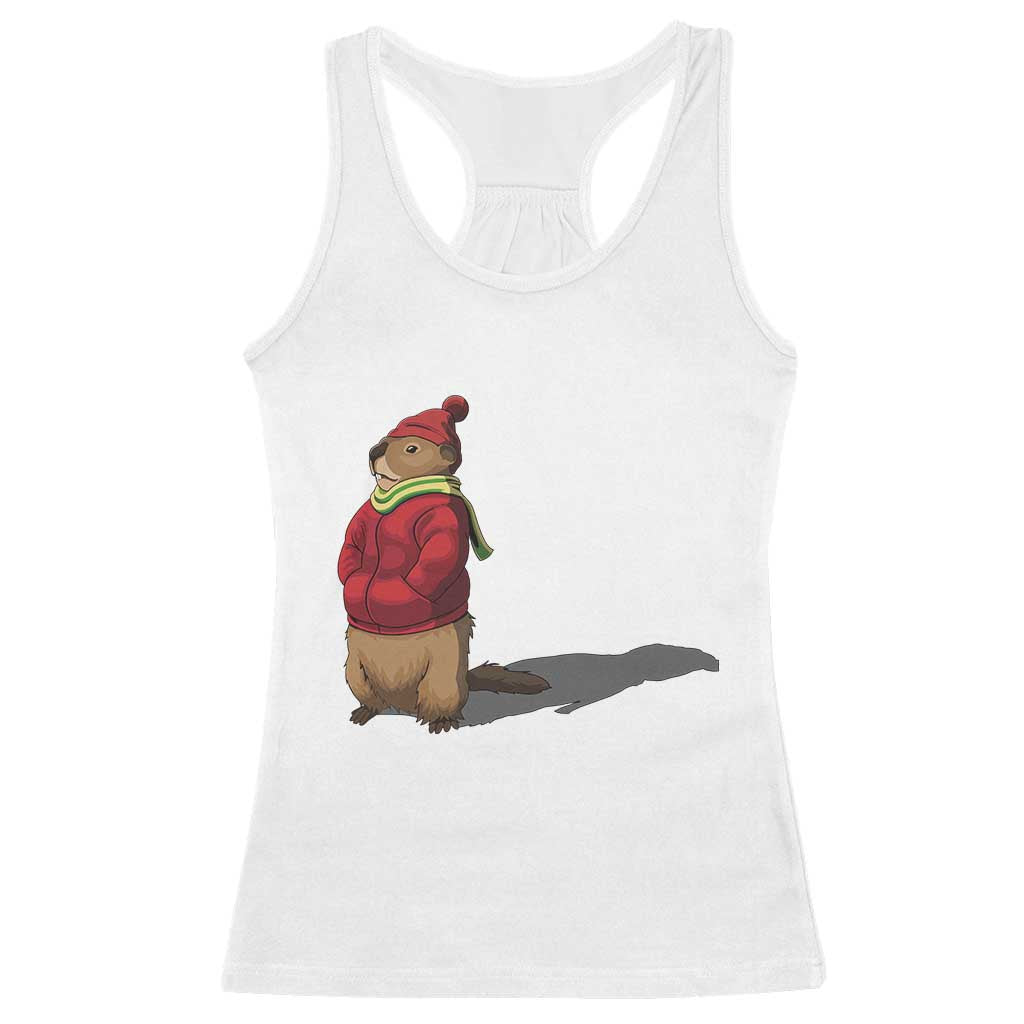 Groundhog Shadow Racerback Tank Top Funny Woodchuck Ground Hog Meteorlogy