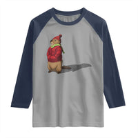 Groundhog Shadow Raglan Shirt Funny Woodchuck Ground Hog Meteorlogy