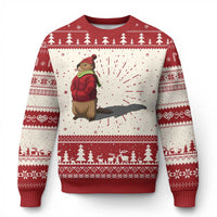 Groundhog Shadow Knitted Sweatshirt Funny Woodchuck Ground Hog Meteorlogy