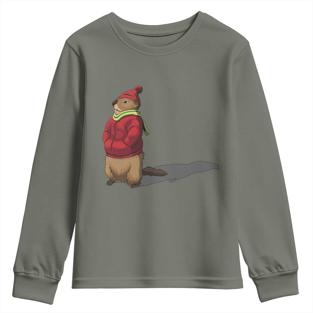 Groundhog Shadow Youth Sweatshirt Funny Woodchuck Ground Hog Meteorlogy
