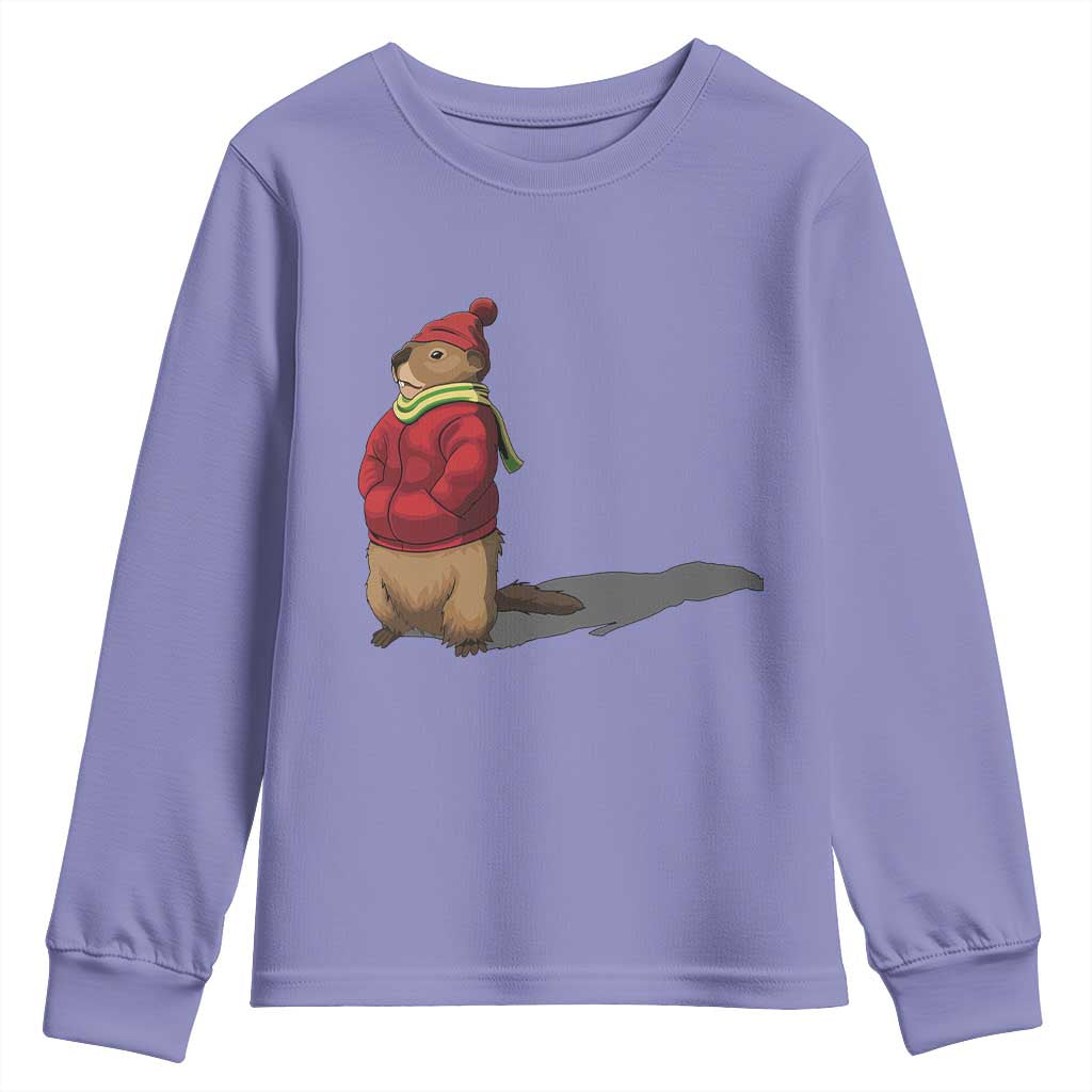 Groundhog Shadow Youth Sweatshirt Funny Woodchuck Ground Hog Meteorlogy