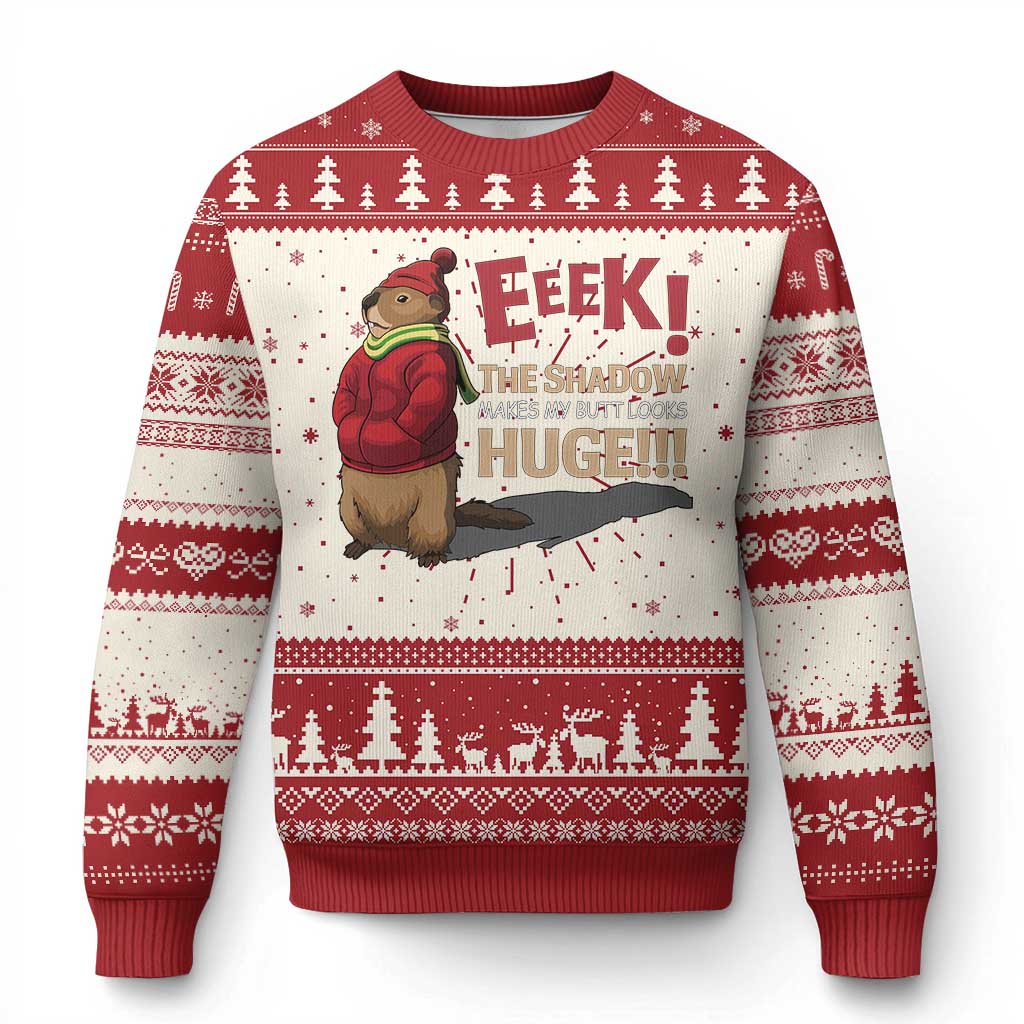 Groundhog Shadow Knitted Sweatshirt Eeek The Shadow Makes My Butt Look Huge