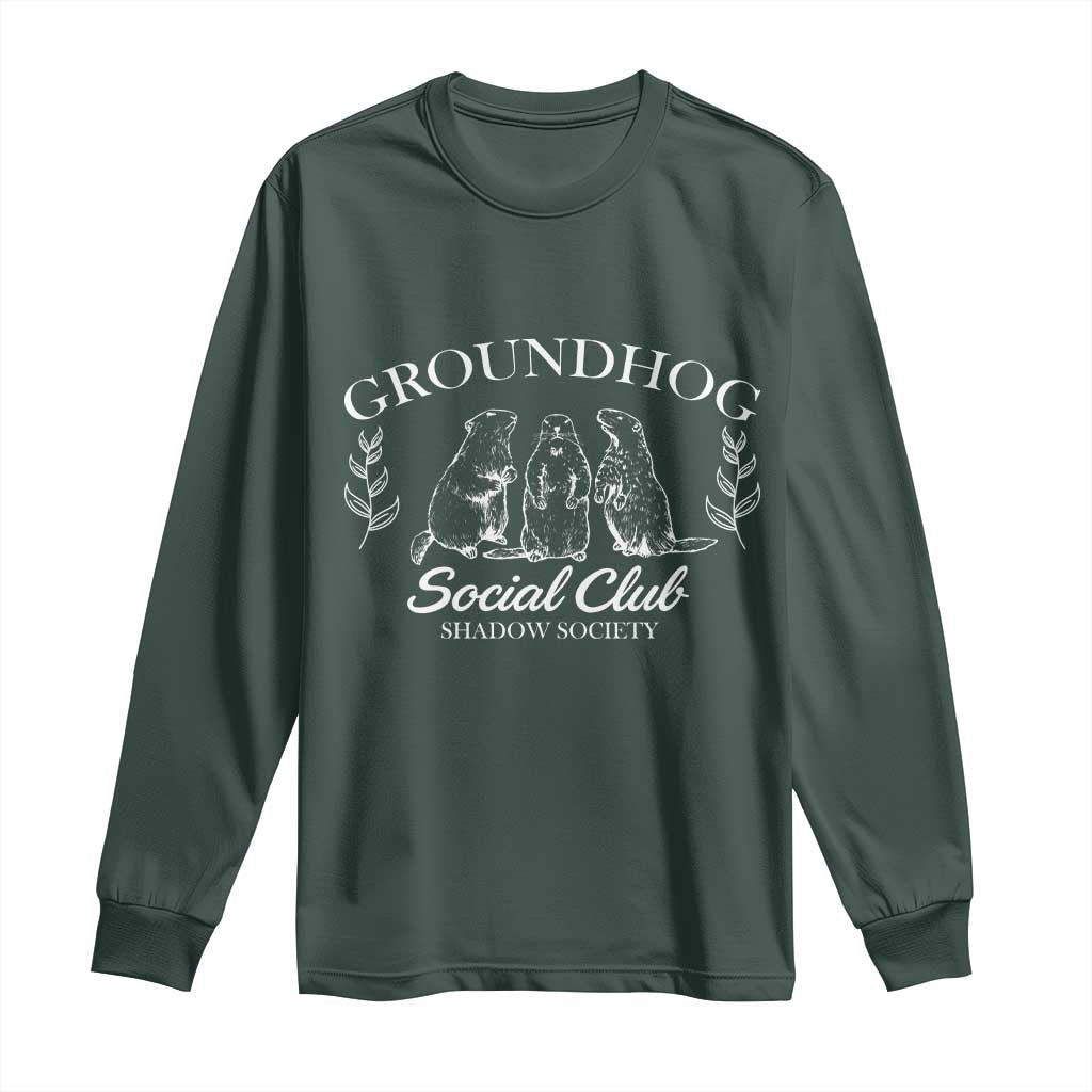 Groundhog Social Club Long Sleeve Shirt Shadow Society Funny Woodchuck