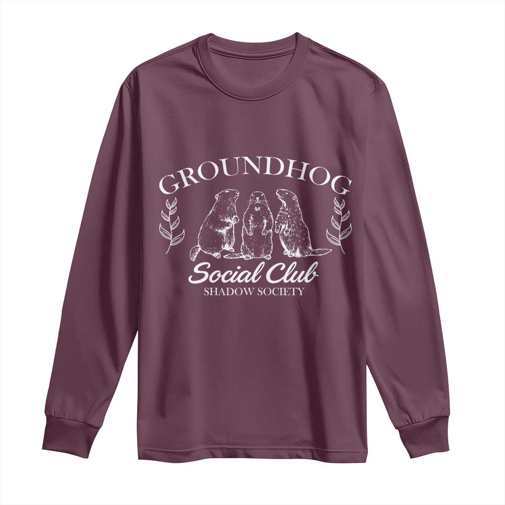 Groundhog Social Club Long Sleeve Shirt Shadow Society Funny Woodchuck