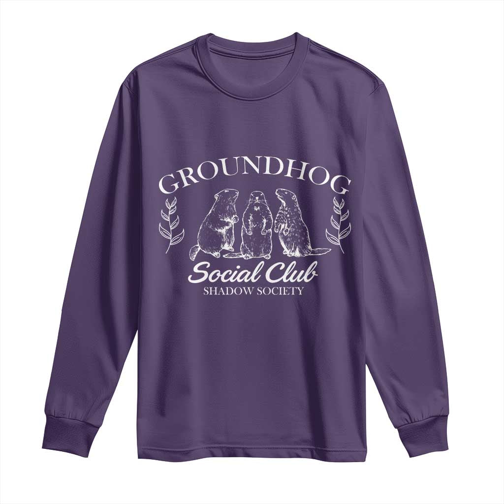 Groundhog Social Club Long Sleeve Shirt Shadow Society Funny Woodchuck