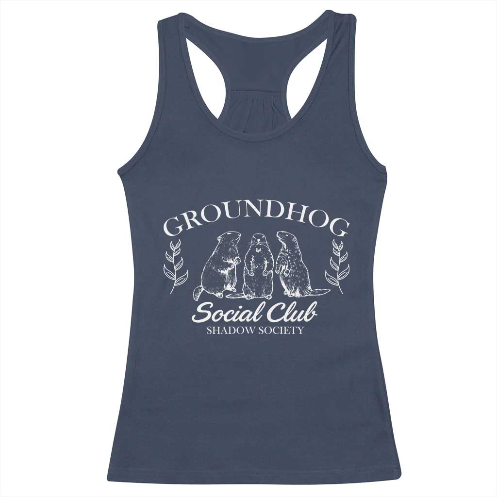 Groundhog Social Club Racerback Tank Top Shadow Society Funny Woodchuck
