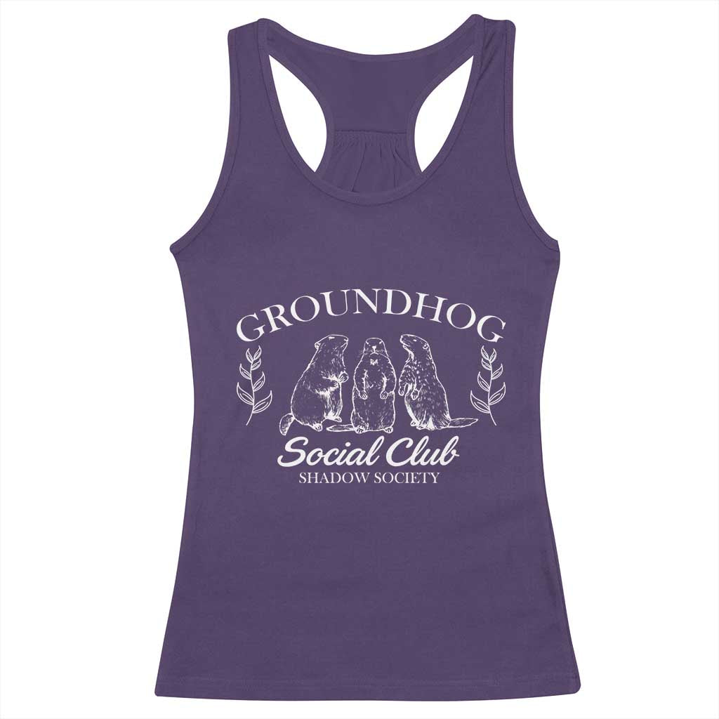 Groundhog Social Club Racerback Tank Top Shadow Society Funny Woodchuck