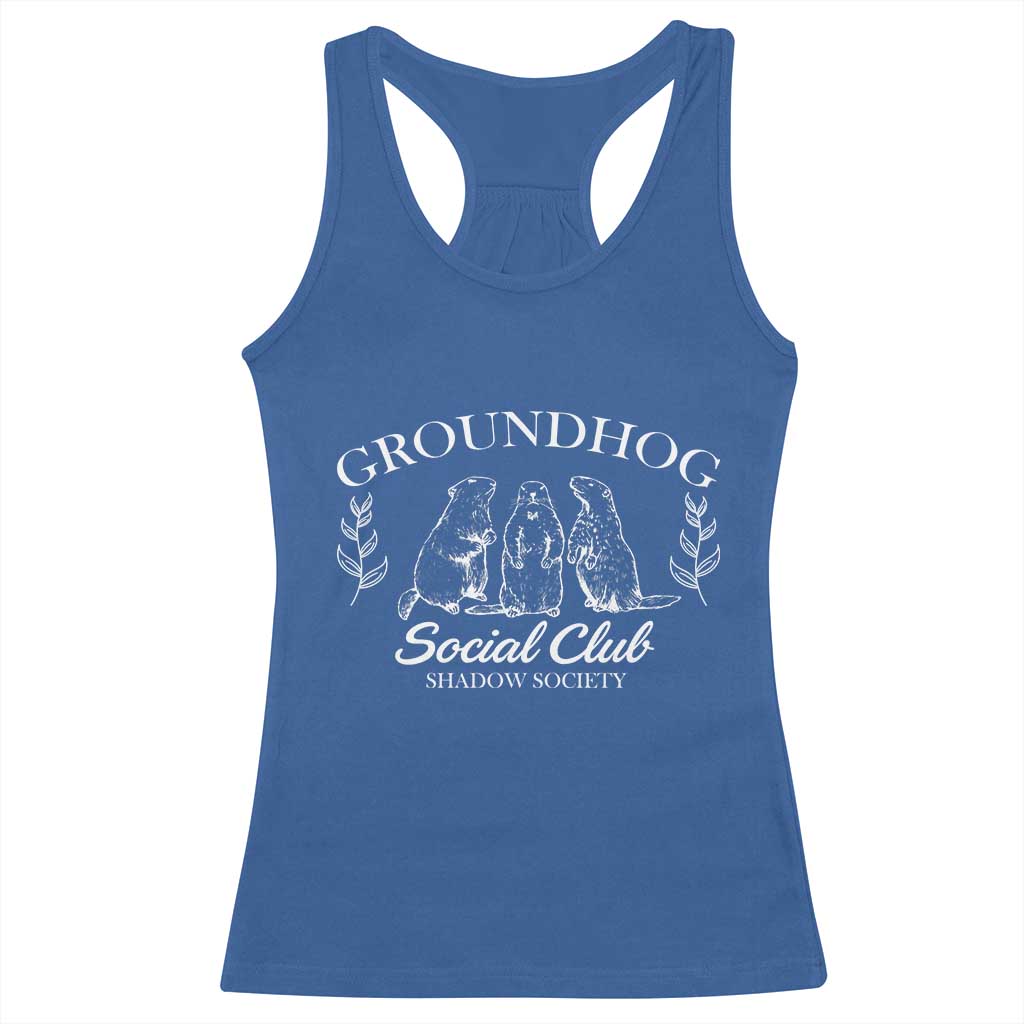 Groundhog Social Club Racerback Tank Top Shadow Society Funny Woodchuck