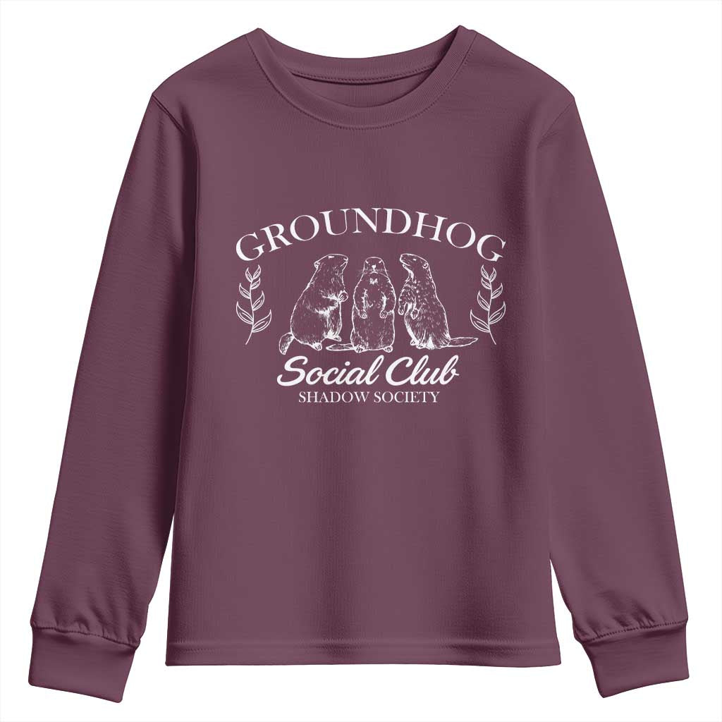 Groundhog Social Club Youth Sweatshirt Shadow Society Funny Woodchuck