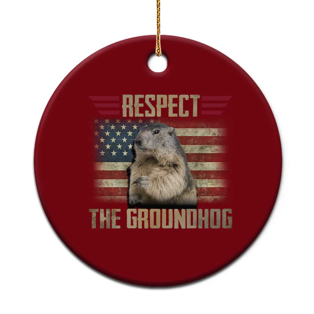 Groundhog Meteorology Ceramic Ornament Respect The Groundhog Woodchuck Photo GroundHog Day - Wonder Print Shop