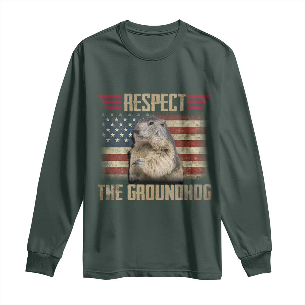 Groundhog Meteorology Long Sleeve Shirt Respect The Groundhog Woodchuck Photo GroundHog Day