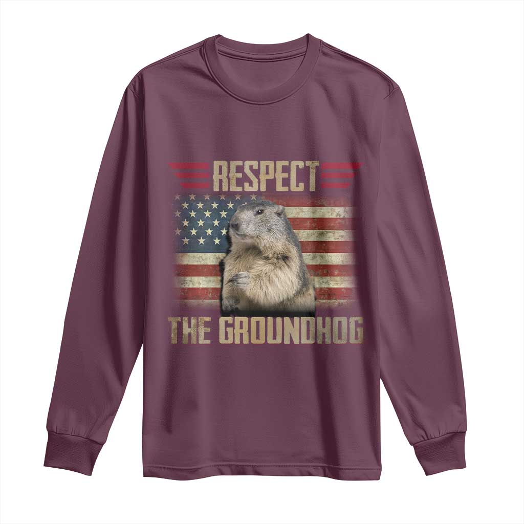 Groundhog Meteorology Long Sleeve Shirt Respect The Groundhog Woodchuck Photo GroundHog Day