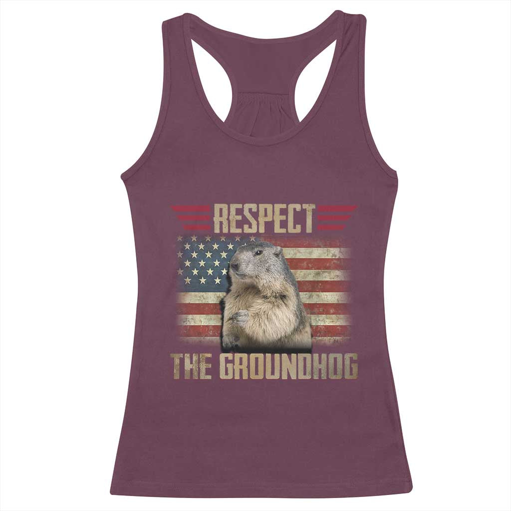 Groundhog Meteorology Racerback Tank Top Respect The Groundhog Woodchuck Photo GroundHog Day