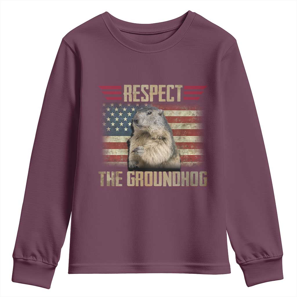Groundhog Meteorology Youth Sweatshirt Respect The Groundhog Woodchuck Photo GroundHog Day
