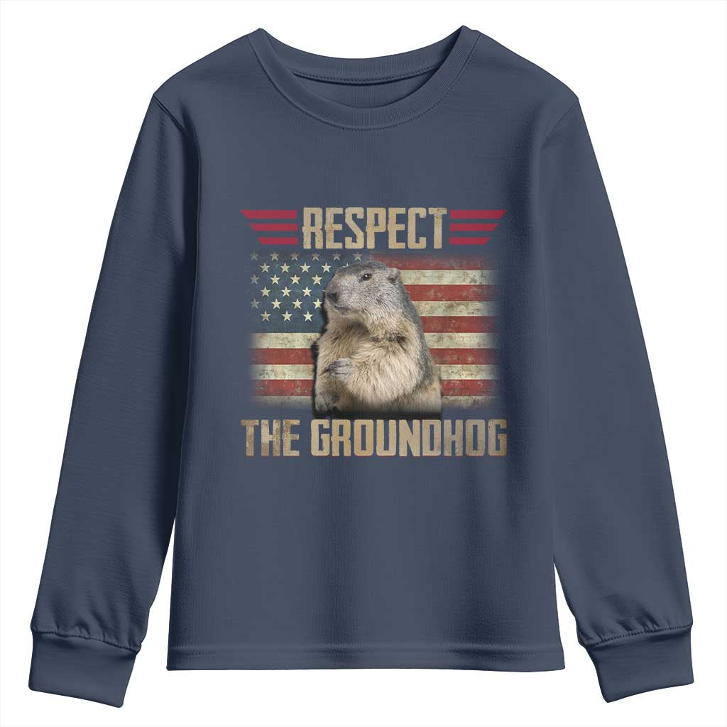 Groundhog Meteorology Youth Sweatshirt Respect The Groundhog Woodchuck Photo GroundHog Day
